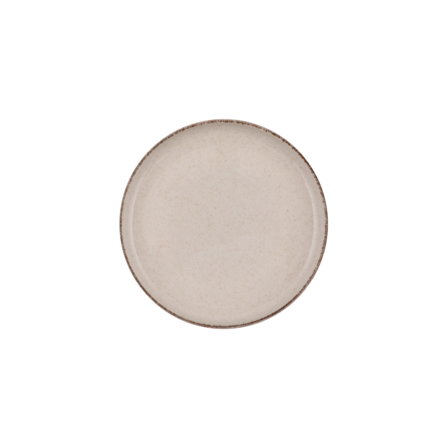 Service de table 16 pièces beige en porcelaine