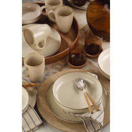 Service de table 16 pièces en porcelaine, beige
