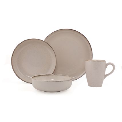 Service de table 16 pièces en porcelaine, beige