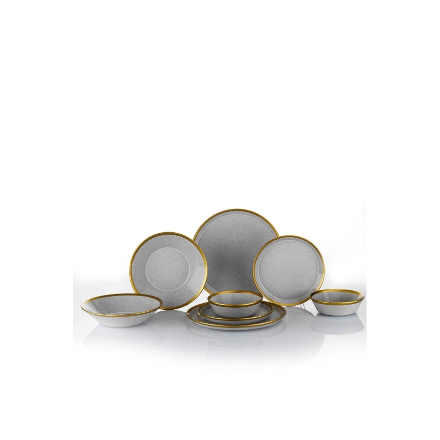 Service de table 16 pièces gris/doré/porcelaine