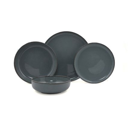 Service de table 16 pièces gris/porcelaine