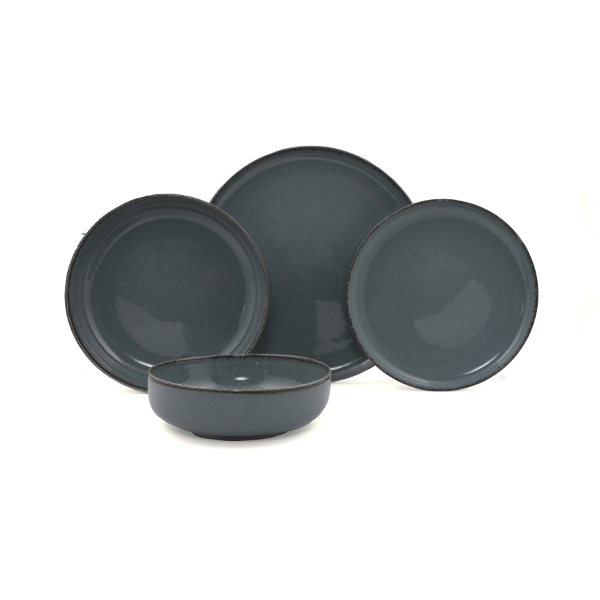 Service de table 16 pièces gris/porcelaine