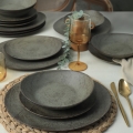 Service de table 18 pièces anthracite/vert/grès