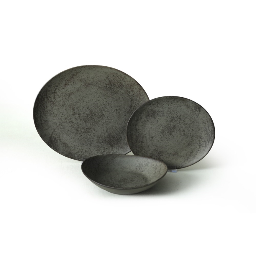 Service de table 18 pièces anthracite/vert/grès