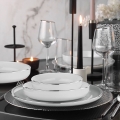 Service de table 18 pièces, blanc/argenté, en porcelaine