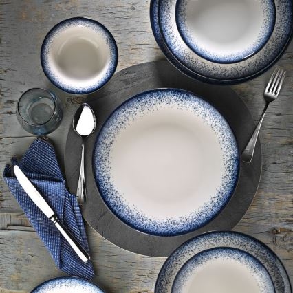 Service de table 18 pièces blanc/bleu/porcelaine