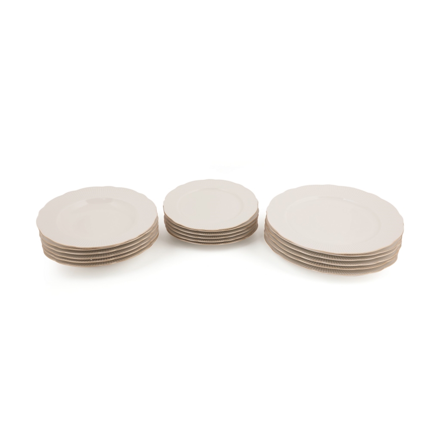 Service de table 18 pièces blanc/doré en porcelaine