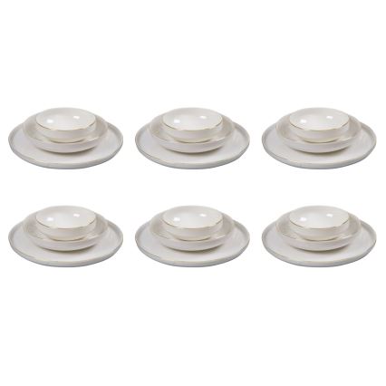 Service de table 18 pièces blanc/doré/porcelaine