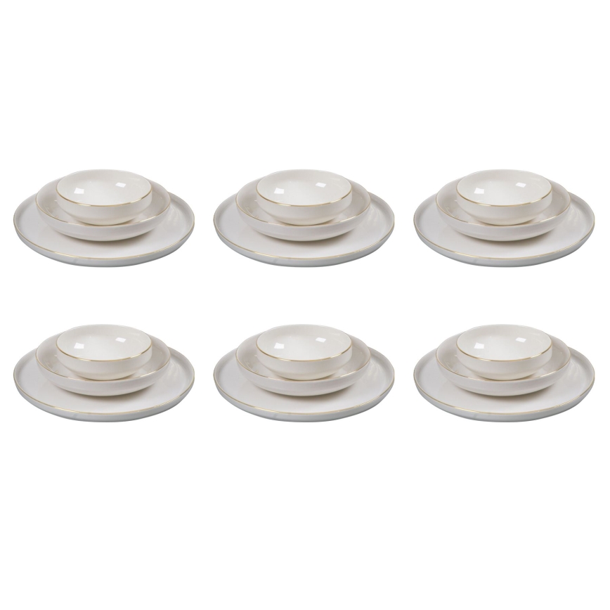Service de table 18 pièces blanc/doré/porcelaine