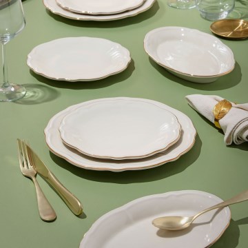 Service de table 18 pièces blanc/doré/porcelaine