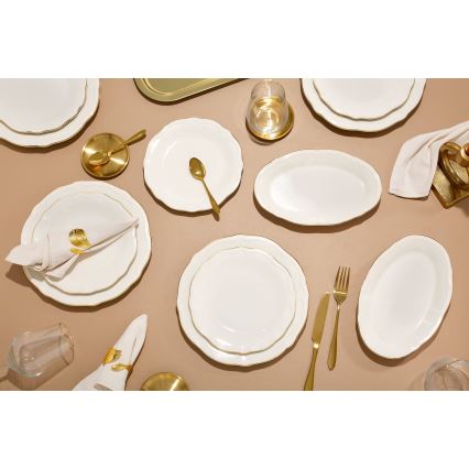 Service de table 18 pièces blanc/doré/porcelaine