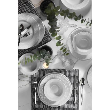 Service de table 18 pièces, blanc en porcelaine