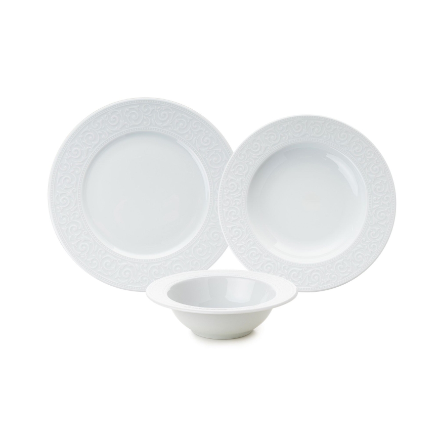 Service de table 18 pièces, blanc en porcelaine