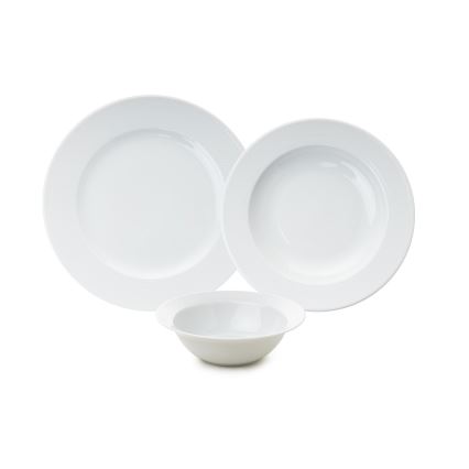 Service de table 18 pièces, blanc en porcelaine