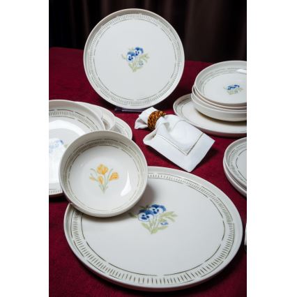 Service de table 18 pièces blanc/multicolore/porcelaine