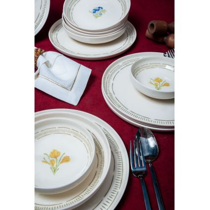 Service de table 18 pièces blanc/multicolore/porcelaine
