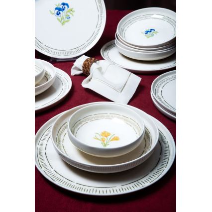 Service de table 18 pièces blanc/multicolore/porcelaine