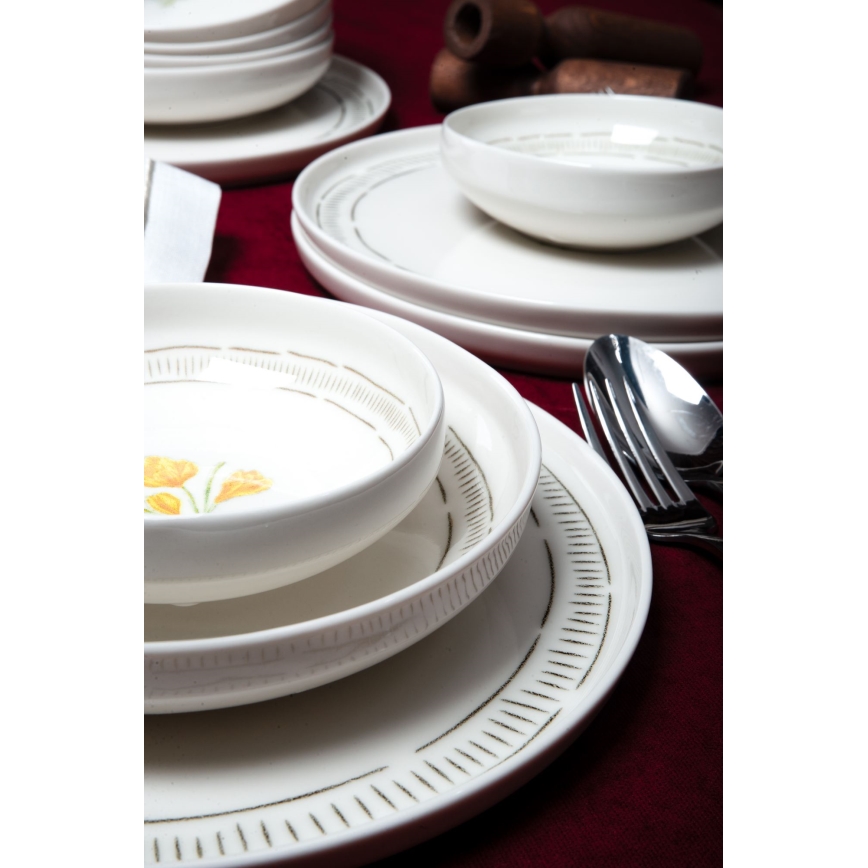 Service de table 18 pièces blanc/multicolore/porcelaine