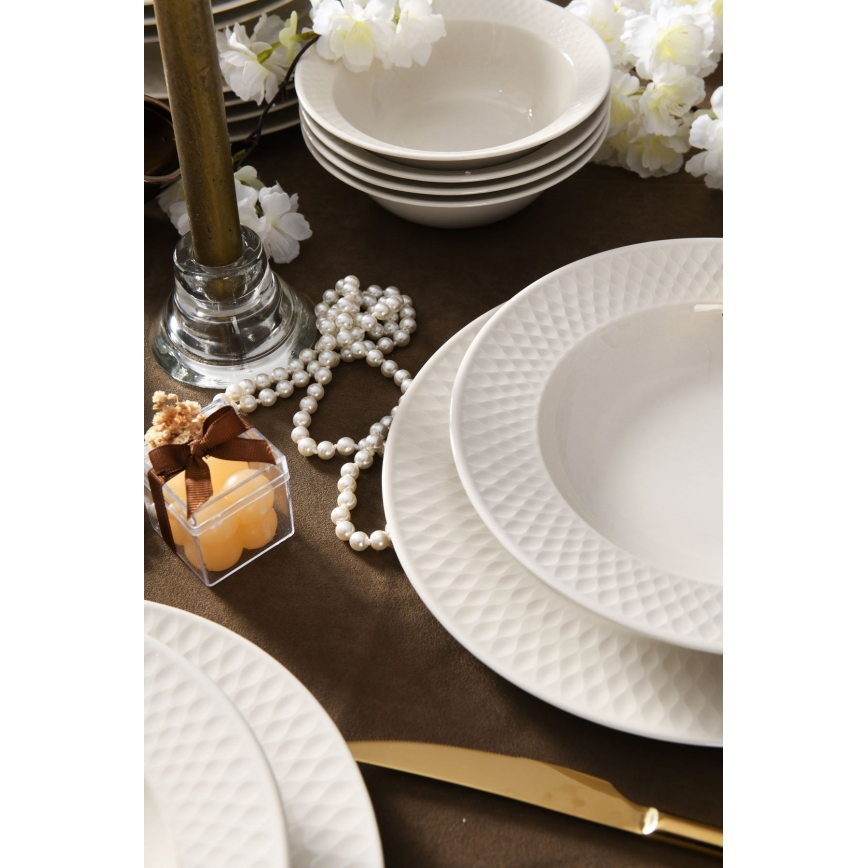 Service de table 18 pièces blanc/porcelaine