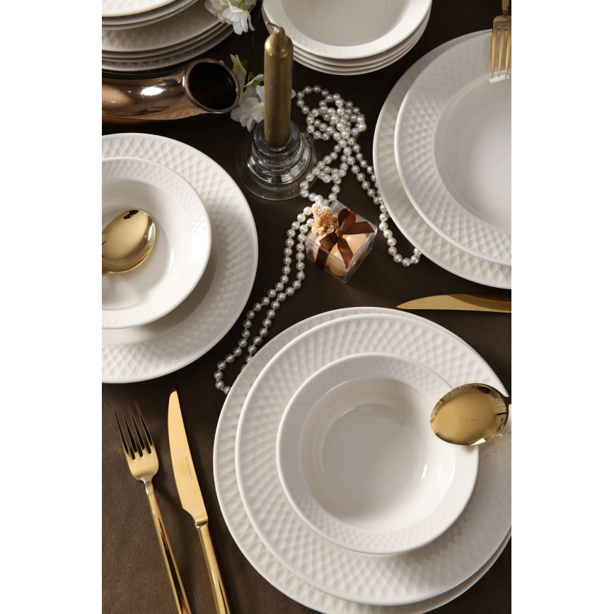 Service de table 18 pièces blanc/porcelaine