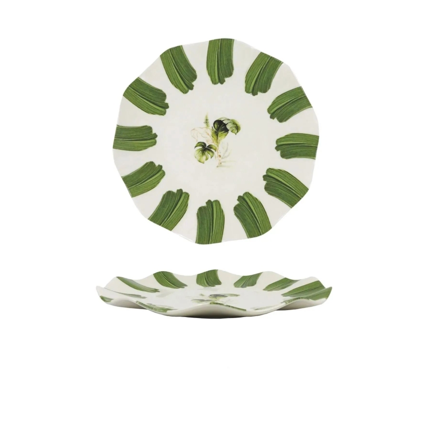 Service de table 18 pièces blanc/vert/porcelaine