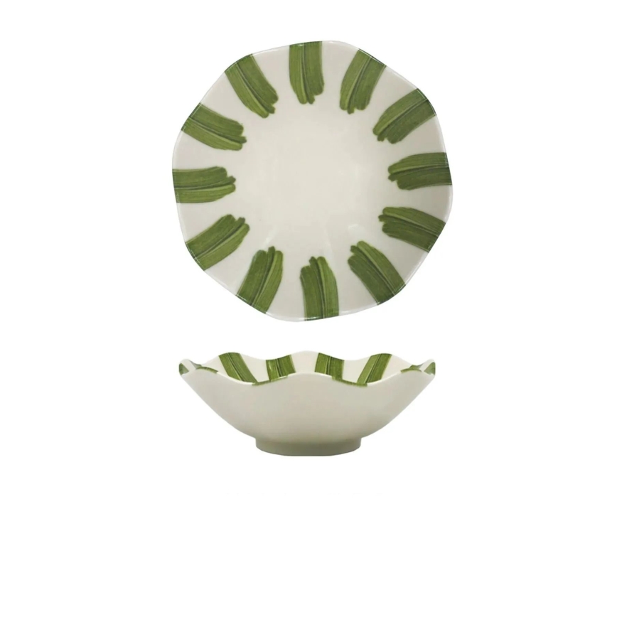 Service de table 18 pièces blanc/vert/porcelaine