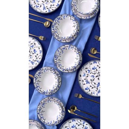 Service de table 18 pièces bleu/blanc/céramique