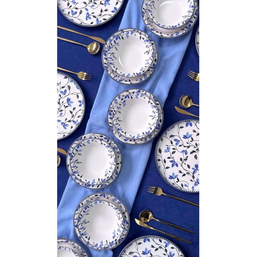 Service de table 18 pièces bleu/blanc/céramique