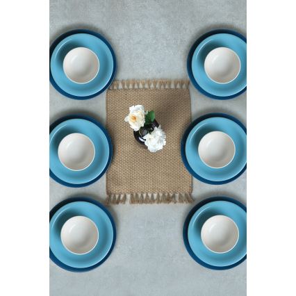 Service de table 18 pièces, bleu et blanc, en céramique