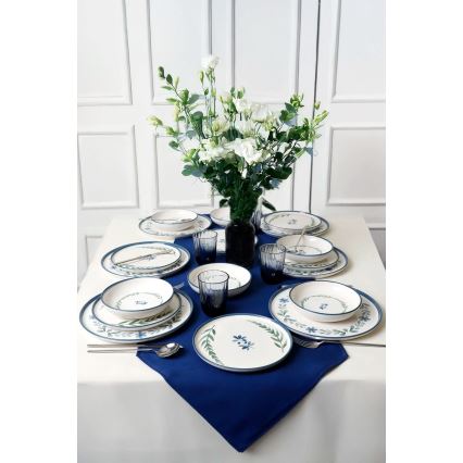 Service de table 18 pièces en céramique — blanc / bleu / vert