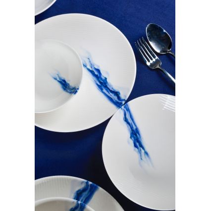 Service de table 18 pièces en porcelaine, blanc/bleu
