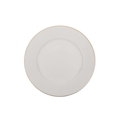 Service de table 18 pièces en porcelaine blanche et dorée