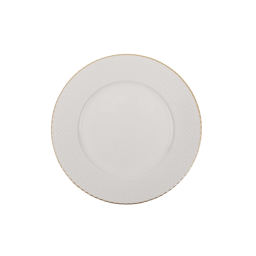 Service de table 18 pièces en porcelaine blanche et dorée