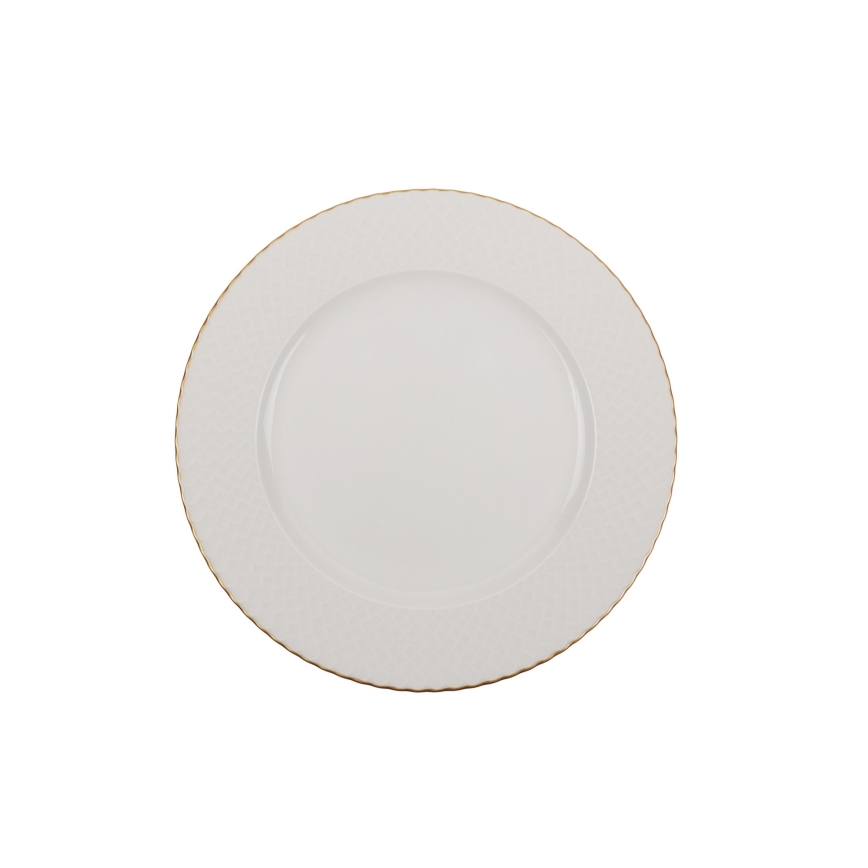 Service de table 18 pièces en porcelaine blanche et dorée