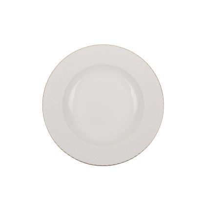 Service de table 18 pièces en porcelaine blanche et dorée