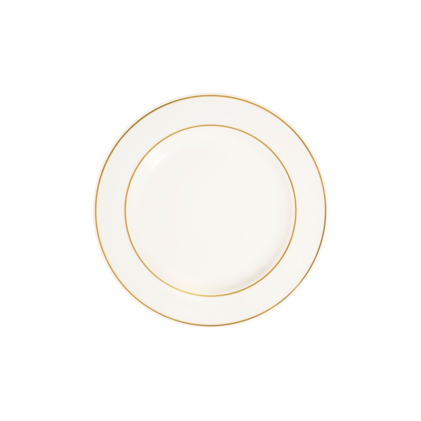Service de table 18 pièces en porcelaine blanche et dorée