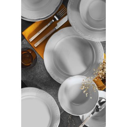 Service de table 18 pièces en porcelaine blanche