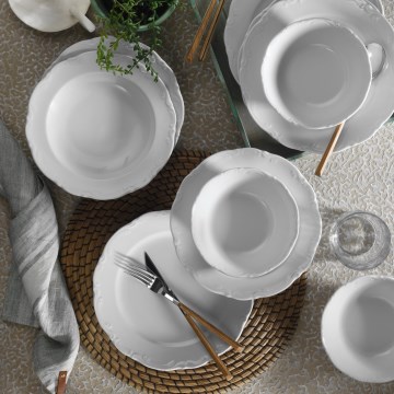 Service de table 18 pièces en porcelaine blanche