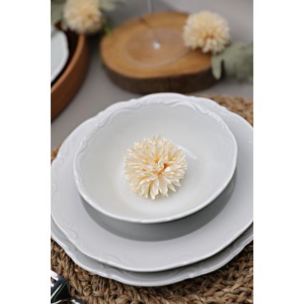 Service de table 18 pièces en porcelaine blanche