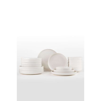 Service de table 18 pièces en porcelaine blanche