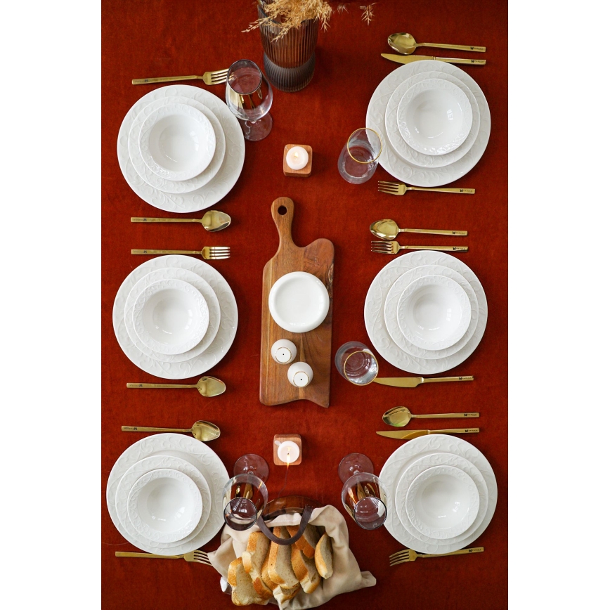 Service de table 18 pièces en porcelaine blanche