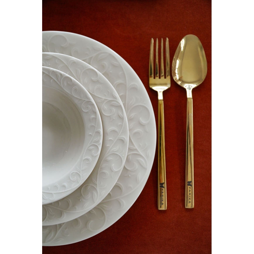 Service de table 18 pièces en porcelaine blanche