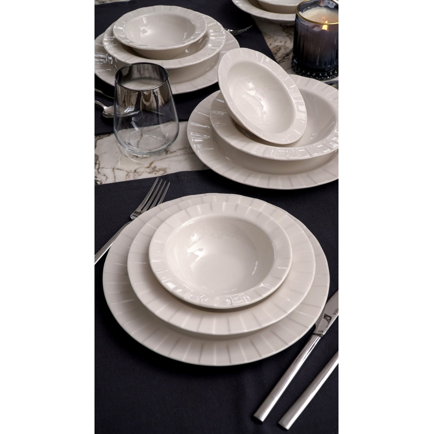 Service de table 18 pièces en porcelaine blanche