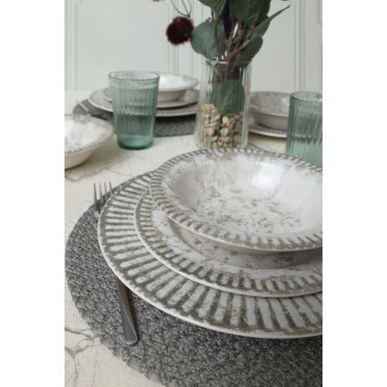 Service de table 18 pièces gris en céramique