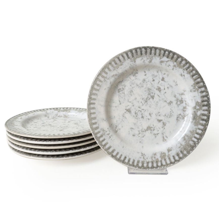 Service de table 18 pièces gris en céramique