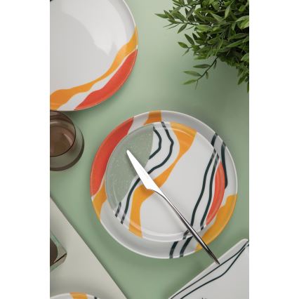 Service de table 18 pièces multicolore en porcelaine