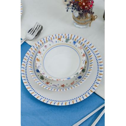 Service de table 18 pièces multicolore en porcelaine