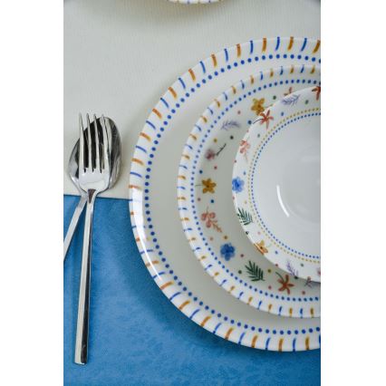 Service de table 18 pièces multicolore en porcelaine