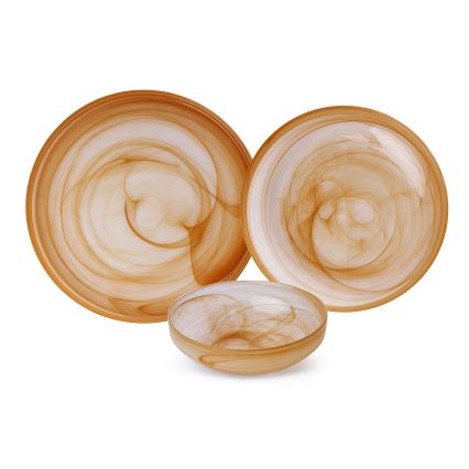 Service de table 18 pièces, orange/verre