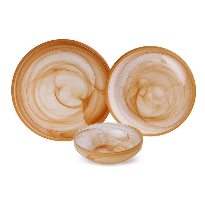 Service de table 18 pièces, orange/verre